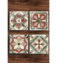 Doğaltaş Bardak Altlığı 4'lü Set - Eskitme Desenli Doğal Taş Bardak Altı