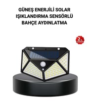 Solar Bahçe Lambası 100 LED Hareket Sensörlü Güneş Enerjili Aydınlatma
