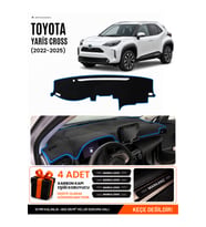 TOYOTA YARİS CROSS (2022-2025) Uyumlu Torpido Örtüsü Torpido Kılıfı - Siyah Mavi