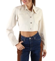 Üst Dikişli Denim Beyaz Arkası Uzun Gömlek