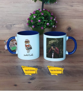 Baykuş Kupa Bardak Lacivert Fotoğraflı