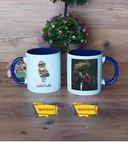 Baykuş Kupa Bardak Lacivert Fotoğraflı
