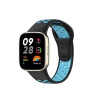 Mey İthalat® Redmi Watch 3 Spor Delikli Kordon - Siyah-Mavi