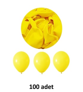 Sarı Balon 12" - 30 cm Lateks Sarı Renk Balon 100'lu Paket