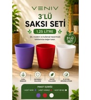 3’lü Saksı Seti - Canlı Renkler, Modern Tasarım - Saksı 1.25 L
