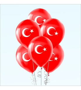 Ay Yıldız Baskılı 30cm Balon - 8 Adet