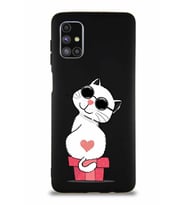 Samsung Galaxy M51 Soft Premier Kapak Coolcat Tasarımlı Silikon Kılıf - Siyah (Şeffaf)