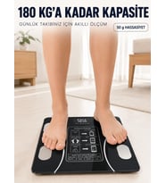 Dijital Akıllı Cam Baskül Mobil Uygulama Destekli Vücut Analiz Tartısı 180 Kg