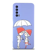 Huawei P Smart 2021 Uyumlu Lansman Kılıf Aşk Tasarımlı İçi Kadife Kapak-Lila (Şeffaf)