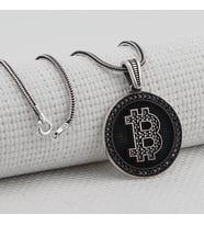 Bitcoin 925 Ayar Gümüş Erkek Kolye