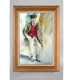 Çerçeveli Paspartulu Atatürk Tablo a752 (Gold)