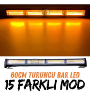 Turuncu Tepe Çakar Bar Led 60cm 12-24v  Off Road Çekici Traktör İkaz Lambası Çakar 15 Modlu