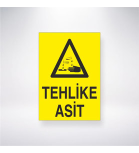 Tehlike Asit 21x28 Arkası Yapışkanlı Levha