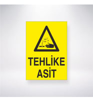 Tehlike Asit 21x28 Arkası Yapışkanlı Levha