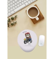 Motorcu Kedi Desenli Bilek Destekli Mouse Pad