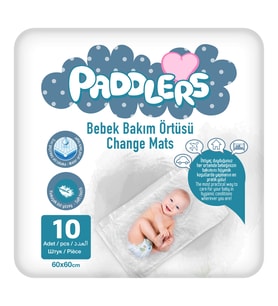 Paddlers Bebek Bakım Örtüsü 60x60 cm 10 Adet – Alt Açma Bezi, Emici Örtü