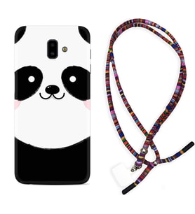 Samsung J6 Plus J7 Prime J7 Pro M20 Kılıf Boyun Asklı Rasta Silikon Sevimli Panda 1794
