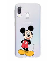 Samsung Galaxy A40  Kapak Mickey Mouse Tasarımlı Şeffaf Silikon Kılıf
