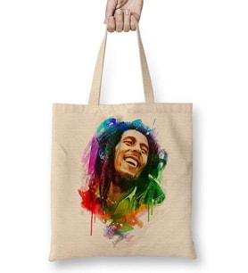 Bob Marley Mutluluğun Rengi Bez Çanta Uzun Saplı
