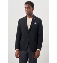 Koyu Lacivert Gabardin Mono Yaka Tam Astar Esnek 6 Drop Slim Fit Casual Ceket 1002245162