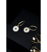 925 Ayar Gümüş Gold Kaplama Büyük Boy Nazar Halka Kadın Küpe Uvpts300017