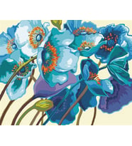 Mavi Çiçekler Sayılarla Boyama Seti 40x 50 cm  (Tuvale Gerili)