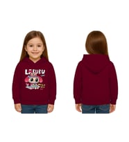 Unisex Baskılı Çocuk Swaetshirt Labubu Baskılı Kapüşonlu 3 İplik Şardonlu (Bordo)