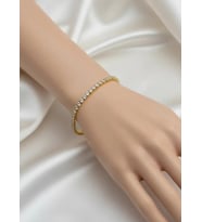 Çelik Gold Mini Yuvarlak Taşlı Su Yolu Bileklik - 26slb21