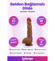 Belden Bağlamalı USB Şarjlı 25 Cm Oynar Başlı İleri Geri Hareketli Titreşimli Dildo – iyimor