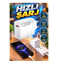 Type C 120W Ultra Plus++ Hızlı Şarj Adaptörü Beyaz