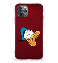Apple iPhone 11 Pro Soft Premier Kapak Donald Duck-E Tasarımlı Silikon Kılıf - Mürdüm (Şeffaf)