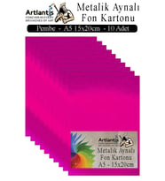 Metalik Aynalı Fon Kartonu 10 lu A5 15x20 cm 1 Paket Okul Sınıf Dekoratif Pırıltılı Folyo Kağıt Dekoratif Anasınıfı Kreş (Pembe)