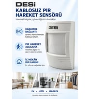 DESi Kablosuz PIR Hareket Sensörü Ev ve İş Yeri Alarm Dedektörü