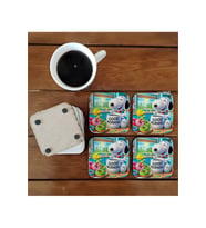 Ghostbastır Design Snoopy Dekoratif Ahşap Bardak Altlığı Seti 013
