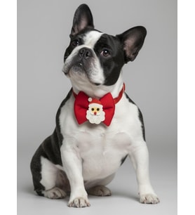 Rudolph Köpek Papyon Tasması  Kırmızı Fiyonk Boyun Aksesuarı  Noel Temalı Köpek Süsü  Orta ve Büyük Irklar İçin
