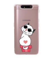 Samsung Galaxy A90   Kamera Korumalı  Kapak Cool Cat Tasarımlı  Şeffaf Kılıf