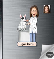 Kişiye Özel Veteriner Hekim Kadın Ahşap Magnet -2