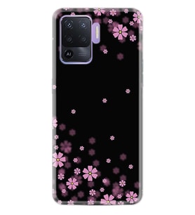 Kılıfland Oppo Reno 5 Lite Kılıf Desenli Silikon Resimli Kapak Black flowers Kılıf 1391