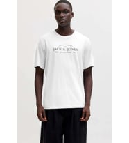 JACK JONES Yazı Baskılı Yuvarlak Yaka Erkek Tişört 12298017 (Beyaz)