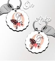Kişiye Özel O Harfi Flowers Tasarım HDF Dalgalı Anahtarlık (Beyaz)