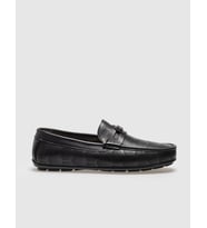 Hakiki Deri Siyah Desenli Tokalı Erkek Loafer