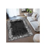 Rovigo Home Dijital Baskı Yıkanabilir Kaymaz Taban Salon Halısı RVG0333 (Siyah)