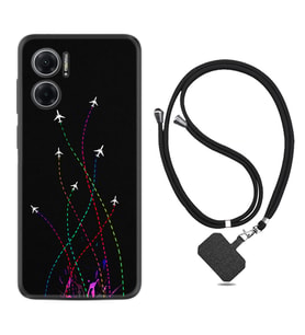 Xiaomi Redmi Note 11E Kılıf Silikon Boyun Askılı İpli Desenli Silikon Line Planet 1736