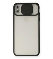 Newface Apple iPhone XS Max Kılıf Palm Buzlu Kamera Sürgülü Silikon - Siyah