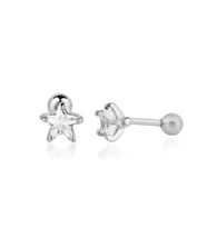 Taşlı Yıldız Gümüş Piercing (Beyaz-Sarı)