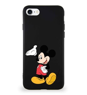 Apple iPhone SE 2020 Soft Premier Kapak Mickey Mouse-C Tasarımlı Silikon Kılıf - Siyah (Şeffaf)