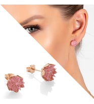 Pembe Zirkon Taşlı Lotus Çiçeği Tasarım 925 Ayar Gümüş Küpe