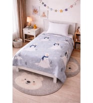 Amazon Ev Pamuk Dokuma Tek Kiş çocuk Pike 160*240 Cm Gri/ Kardan Adam A12