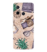 Xiaomi Redmi 12C Kılıf Resimli Desenli Baskılı Silikon Ananas Camera Glass 1357