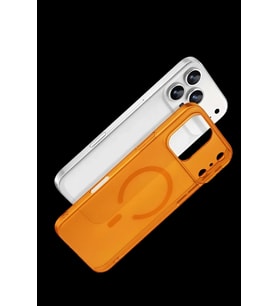 Pilelistore   Apple iPhone 17 Pro Combo Sert Şeffaf Magsafe Kapak - Turuncu